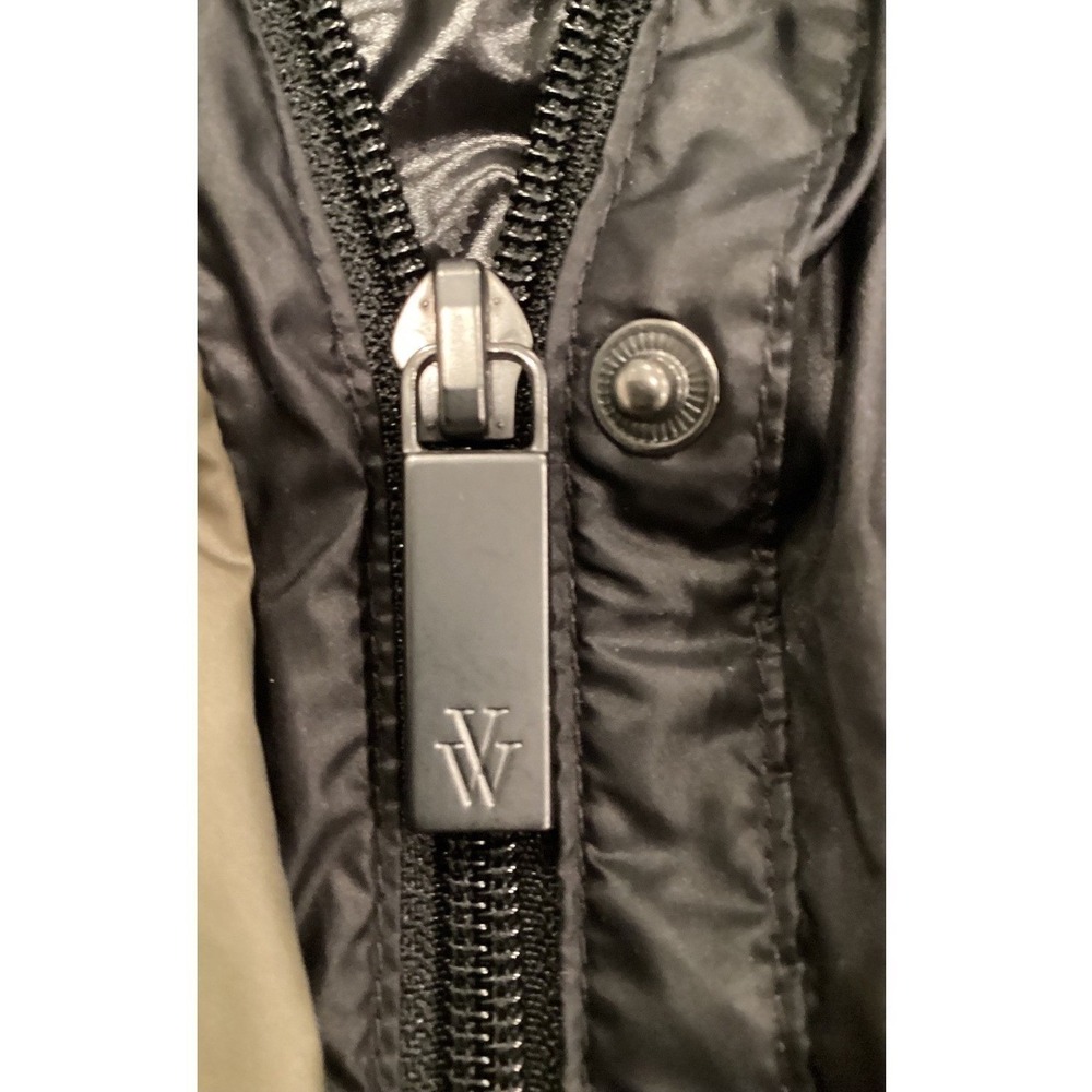 Vera Wang Black Hooded Longline Jacket Raincoat Windbreaker Shiny - Large - Picture 4 of 8